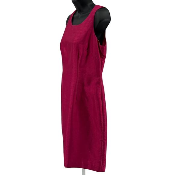 Jessica Howard Petite Sheath Dress SZ 8P Sleeveless Mini Back Zip Slit Hot Pink - Picture 3 of 6